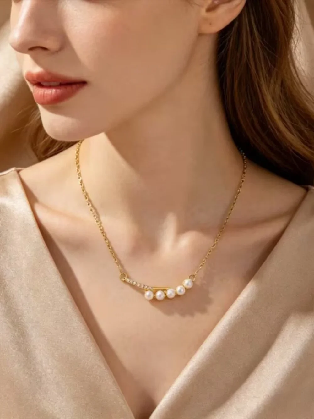 14K Gold Womens 1ct Diamond Natural Pearl Necklace Ladies New 14K Silver Jewelry
